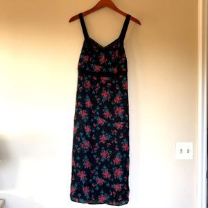 I💕Ronson Floral Maxi Dress with Mesh Straps and Trim